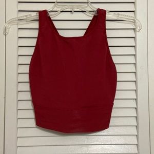 Red Calia High Neck, Longline Sports Bra